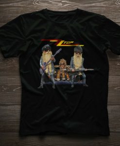 ZZ Top Rock Band Billy Gibbons Dusty Hill Frank Beard Black T-Shirt
