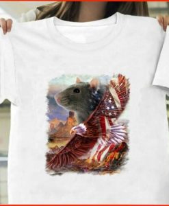 Merican patriot Mouse Loves Animal Flag America T Shirt