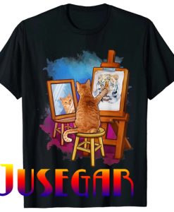 Cat Painting Lion Artistic Animals Lover Graphic Novelty T-Shirt