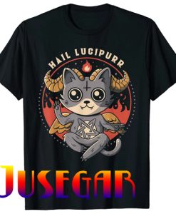 Hail Lucipurr Devil Cat Lover Pentagram Satan Cute Baphomet T-Shirt