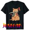 Japanese Samurai Ninja Cat Kawaii Tattoo Graphic T-Shirt