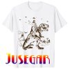 Jesus Riding A Dinosaur Funny UFO Alien Abduction Christian T-Shirt