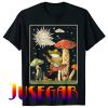 Retro Frog Playing Banjo on Mushroom Cottagecore Aesthetic T-Shirt