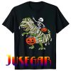 Skeleton Riding Mummy T Rex Halloween T-Shirt